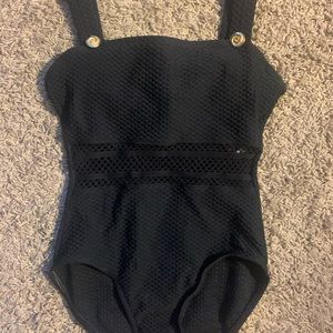 One piece black bathing suit